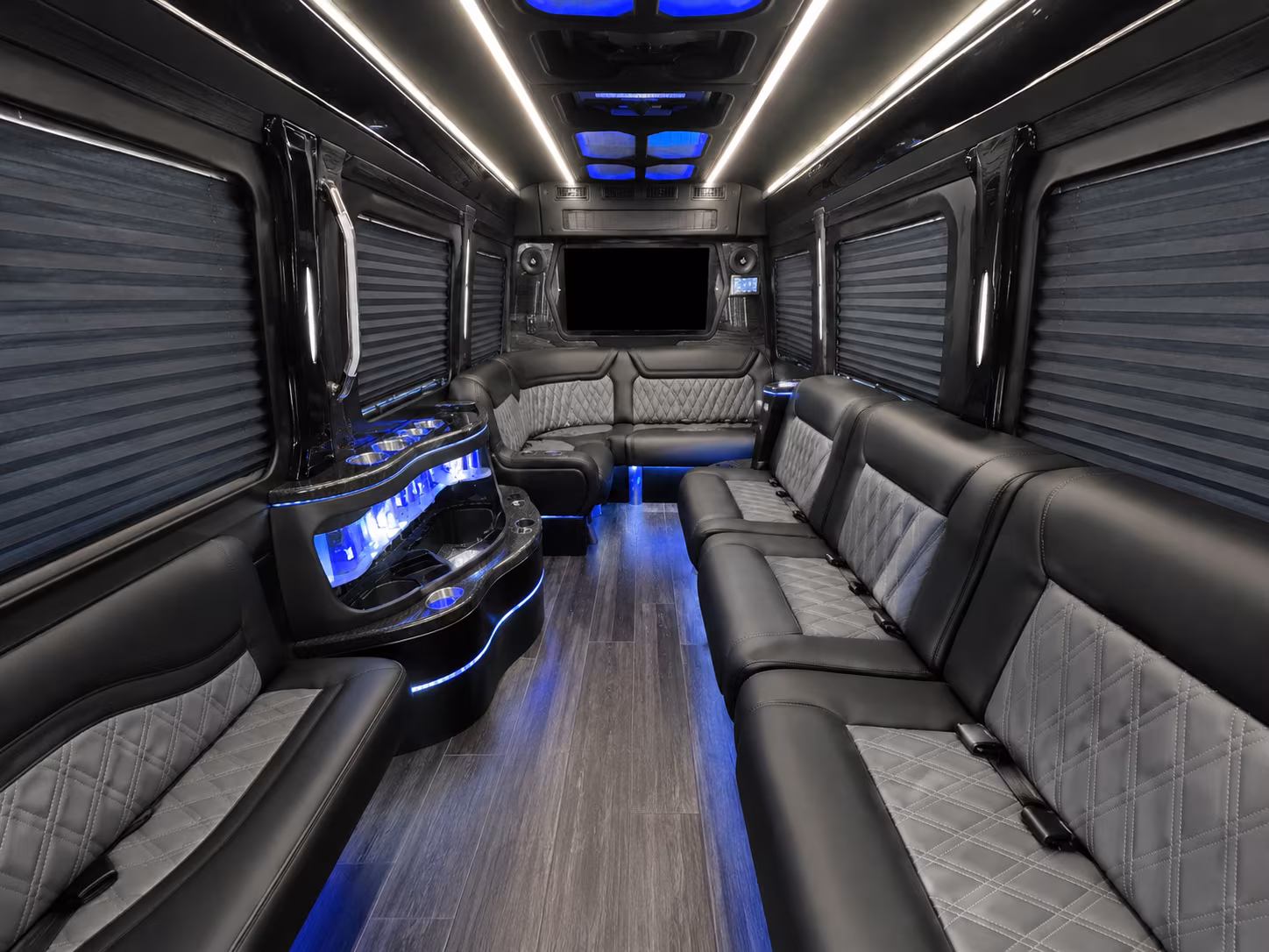 miami beach 18 passenger party bus interior